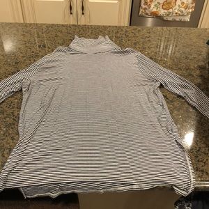 Long mock neck striped shirt